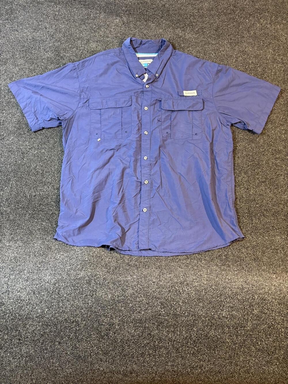 Magellan Outdoors Fish Gear Shirt Mens XL Blue Short Sleeve Fishing Vented Nylon